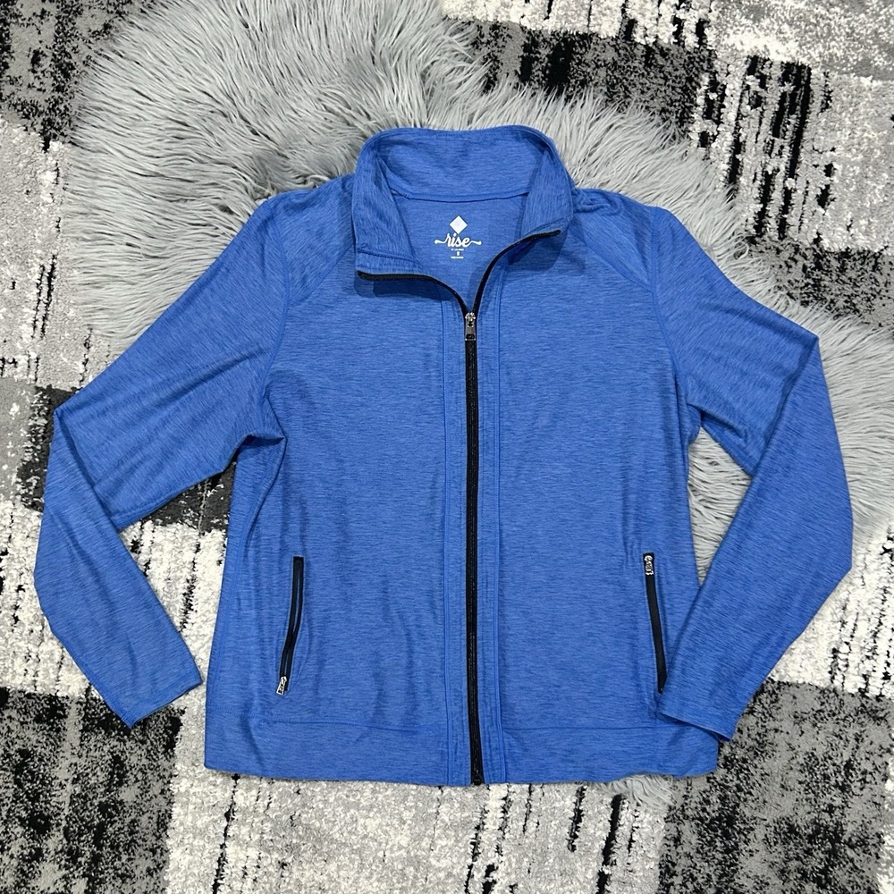 LuLaRoe BOLD Yoga Jacket Rise Athleisure Collection Blue Zip-Up Size‎ 1X